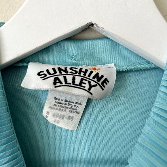 Vintage 1970s Sunshine Alley Midi Dress Size 10 Button Pintuck USA Made Velour - Picture 9 of 9